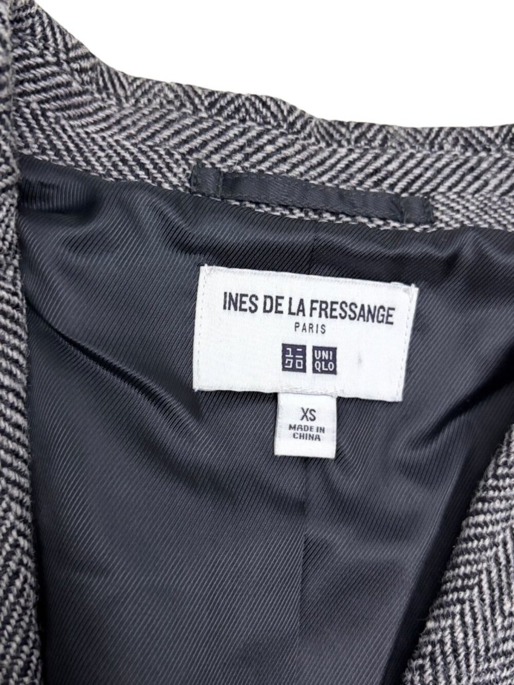 INES DE LA FRESSANGE Uniqlo Blazer Jacket WOOL Blend Sport Coat Womens XS - Picture 3 of 5
